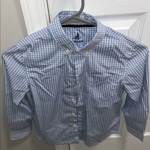 Johnnie-O Performance Blue Gingham Boy’s Shirt Size 8 GUC